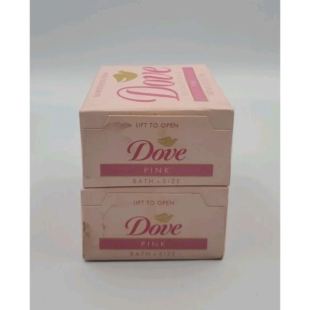 Vintage 1992‎ Pink Dove Beauty Bar 1/4 Moisture Lotion Two 4.75 oz Soap Bars NEW